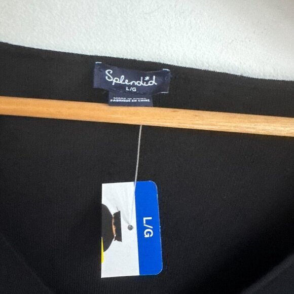 Splendid  V Neck Black Knit Top L - Picture 3 of 5